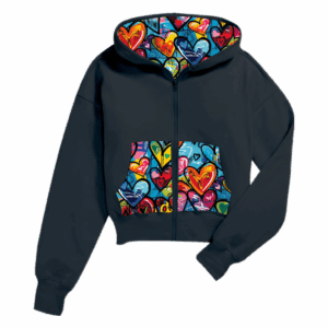 Unisex Bamboo Hoodie with Full Zip - (Hearts)