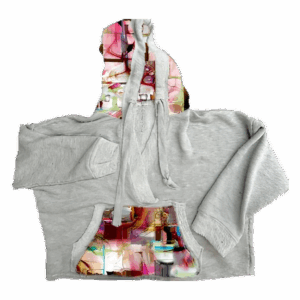Poncho Crop Hoodie With Pocket (Abstract)
